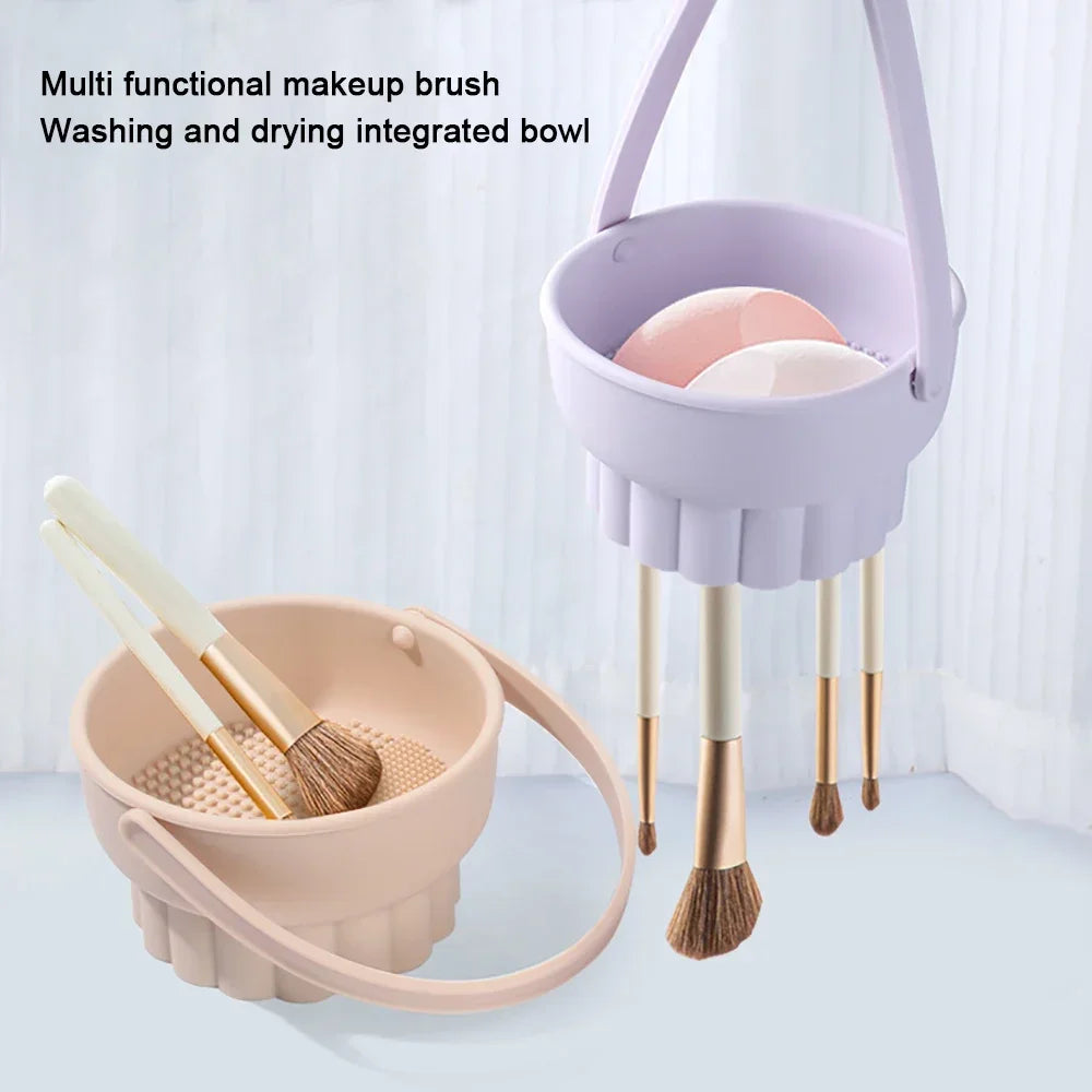 Silicone Makeup Brush Cleaning Bowl & Sponge Drying Set Brush Cleaning Set QXL