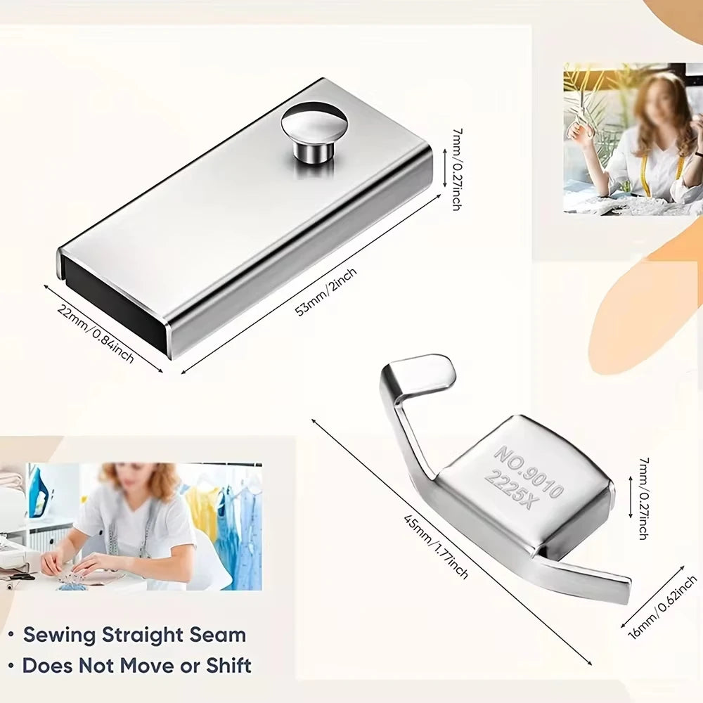 Magnetic Sewing Gauge Seam Guide | 1 or 2-Pack Stainless Steel Sewing Machine Accessory QXL