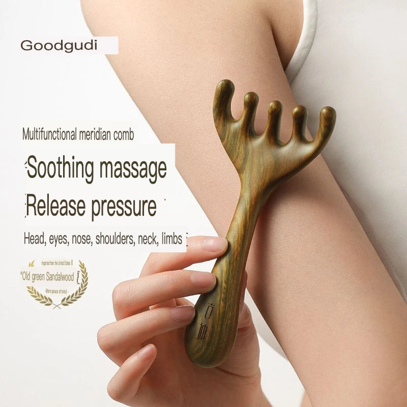 Five-Claw Sandalwood Scalp Massage Comb | Natural Wood Scalp Massage Comb QXL