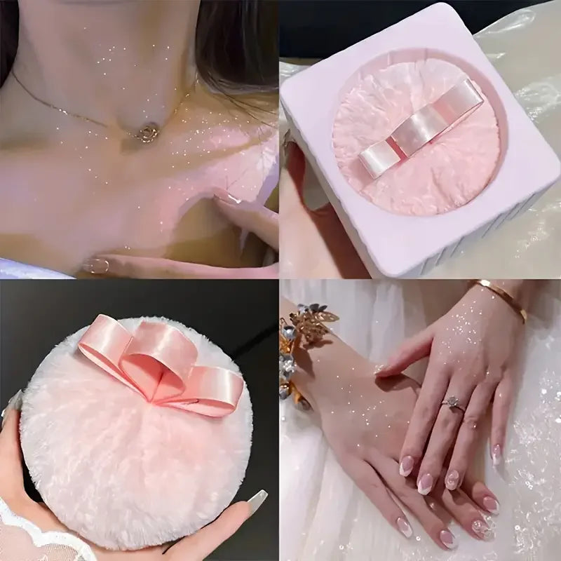 VERONNI Fluffy Glitter Body Powder Puff – Face & Body Highlighter Body Highlighter Puff QXL