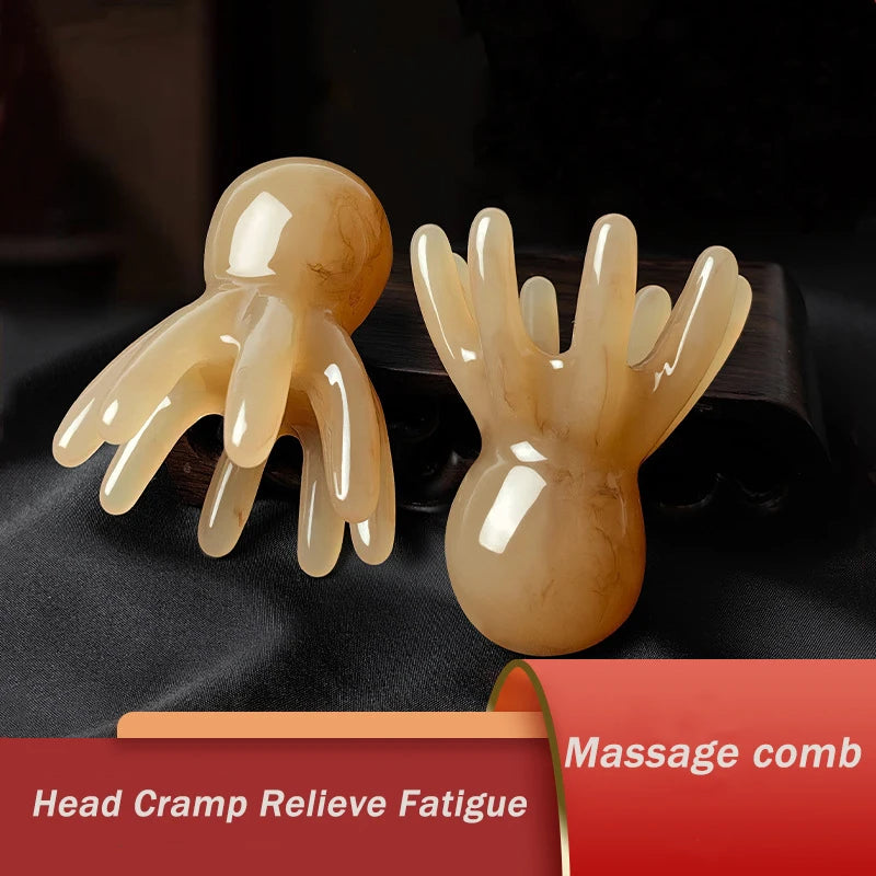 Resin Octopus Gua Sha Scalp Massage Comb | SPA Head Tool Scalp Massage Comb QXL