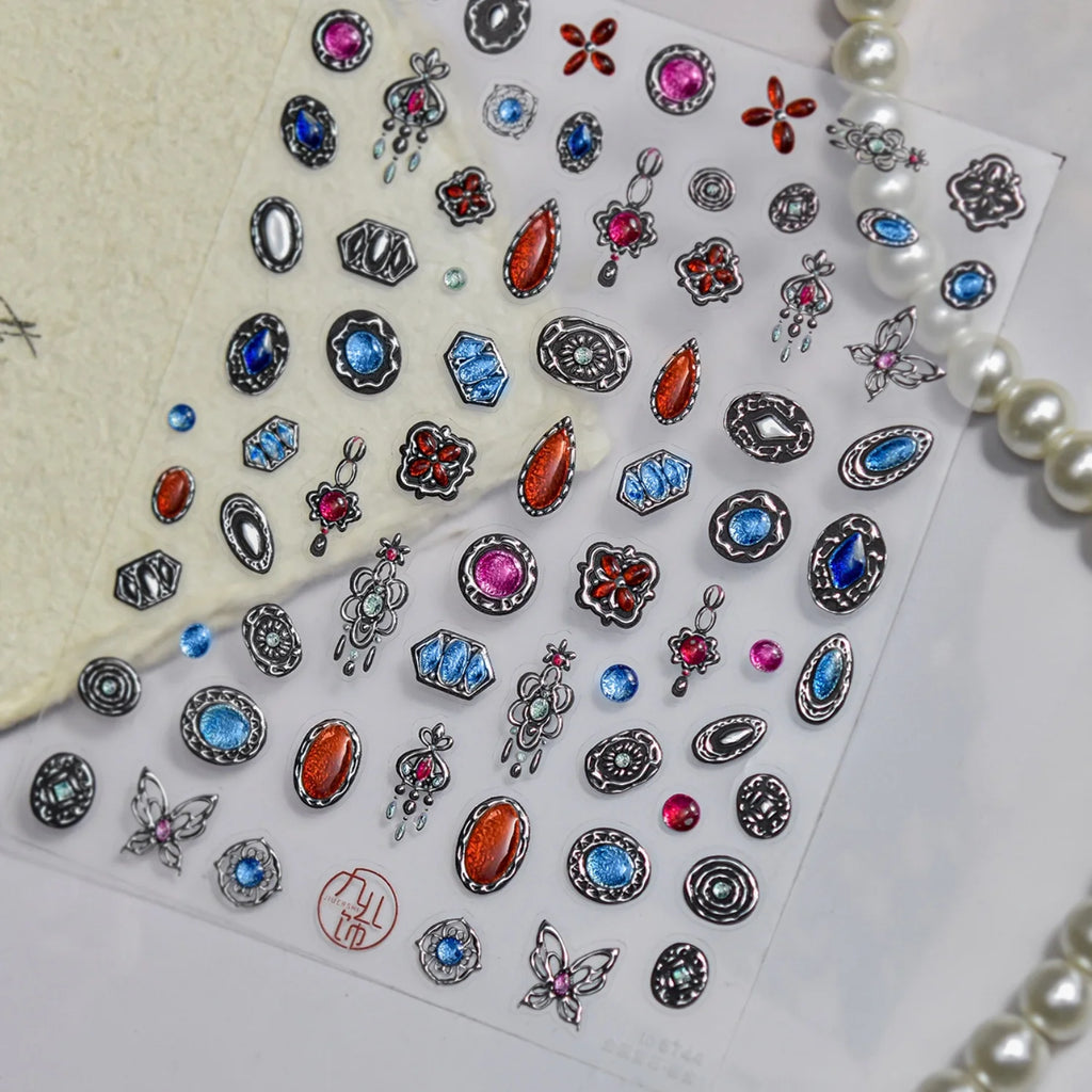 5D Gemstone Embossed Nail Stickers | Diamond Rhinestone Decals Nail Stickers & Decals QXL