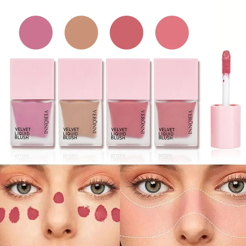 VERONNI Liquid Blush 4 Shades 5ml | Vegan Cheek Tint Dewy Matte Liquid Blush QXL