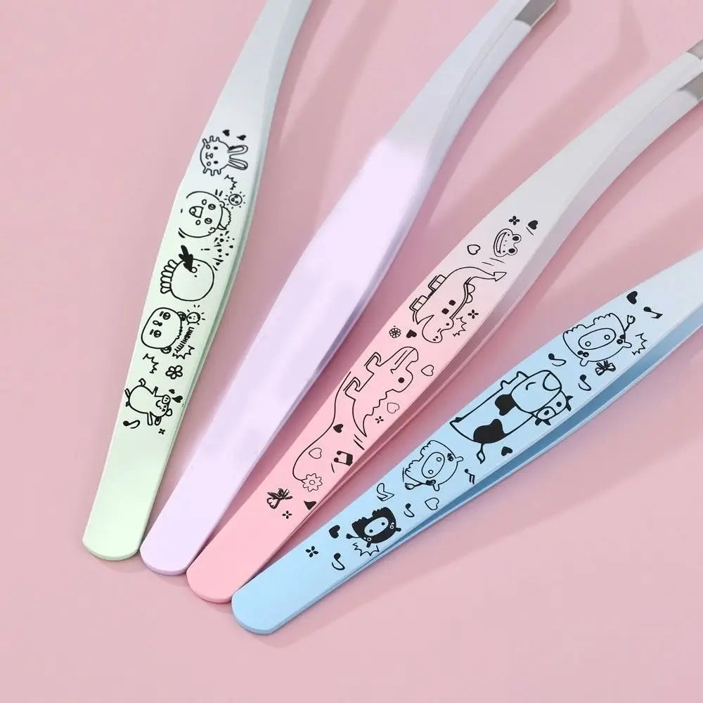 Cartoon Stainless Steel Lash Tweezers | Anti-Static Curved Tip Lash Extension Tweezers QXL