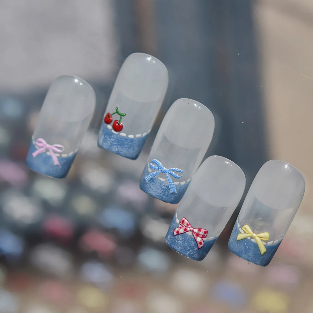 5D Bow & Cherry Self-Adhesive Nail Art Stickers | Decals Nail Art Stickers QXL