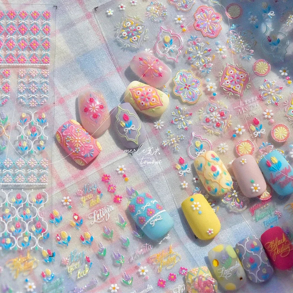 5D Baroque Nail Art Stickers | Self-Adhesive Totem Decals Nail Art Stickers QXL