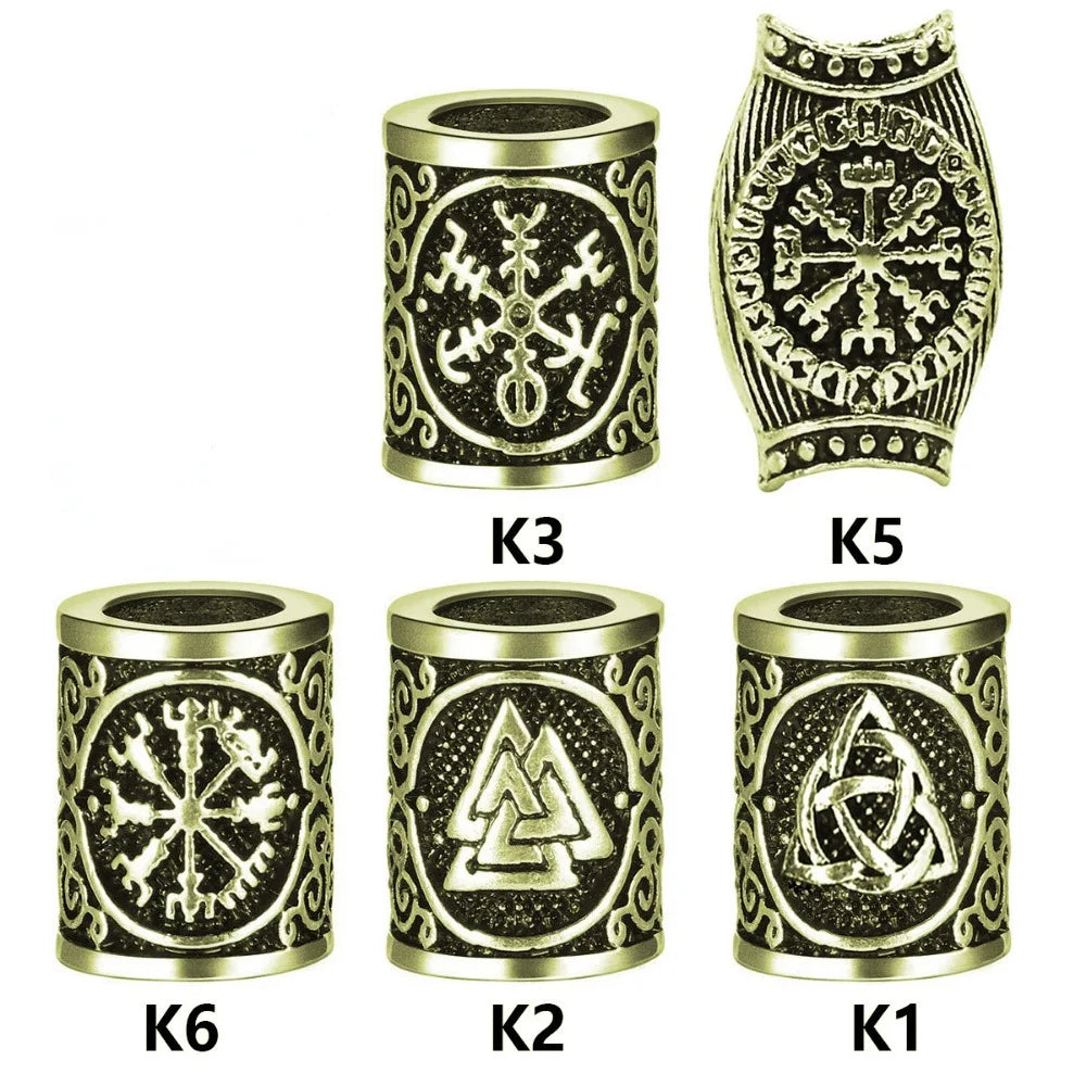 5-Pack Viking Rune Dreadlock & Beard Beads | DIY Braiding Hair & Beard Beads QXL