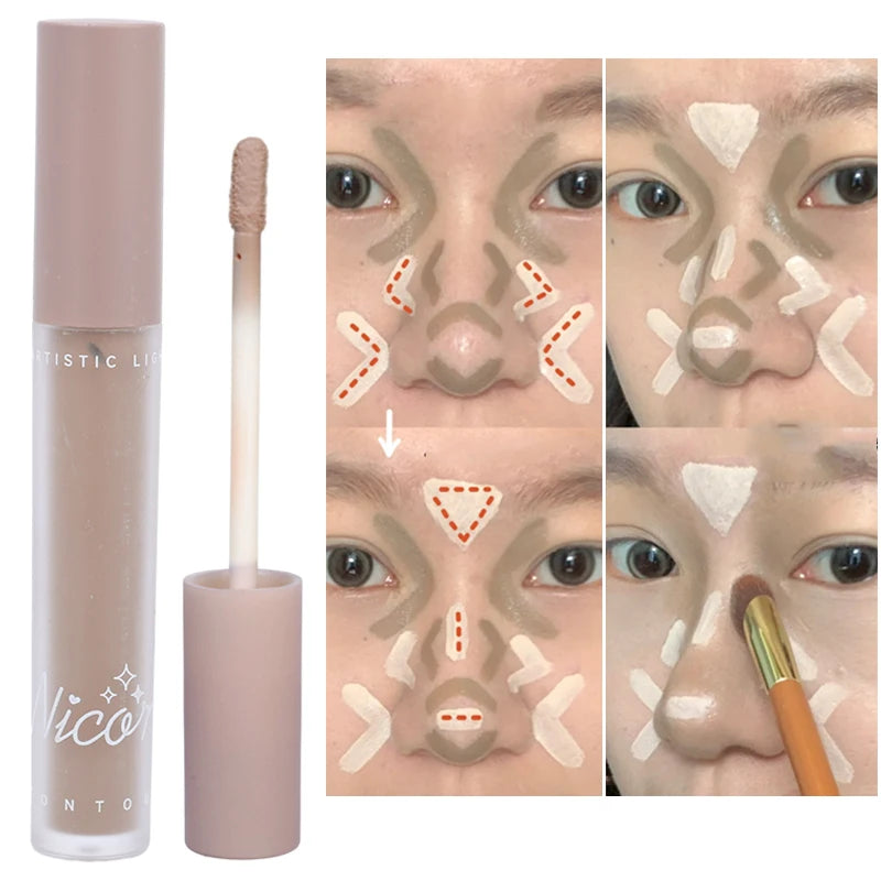 Liquid Contour & Highlight Pen | Waterproof Matte Bronzer Contour Highlighter Pen QXL