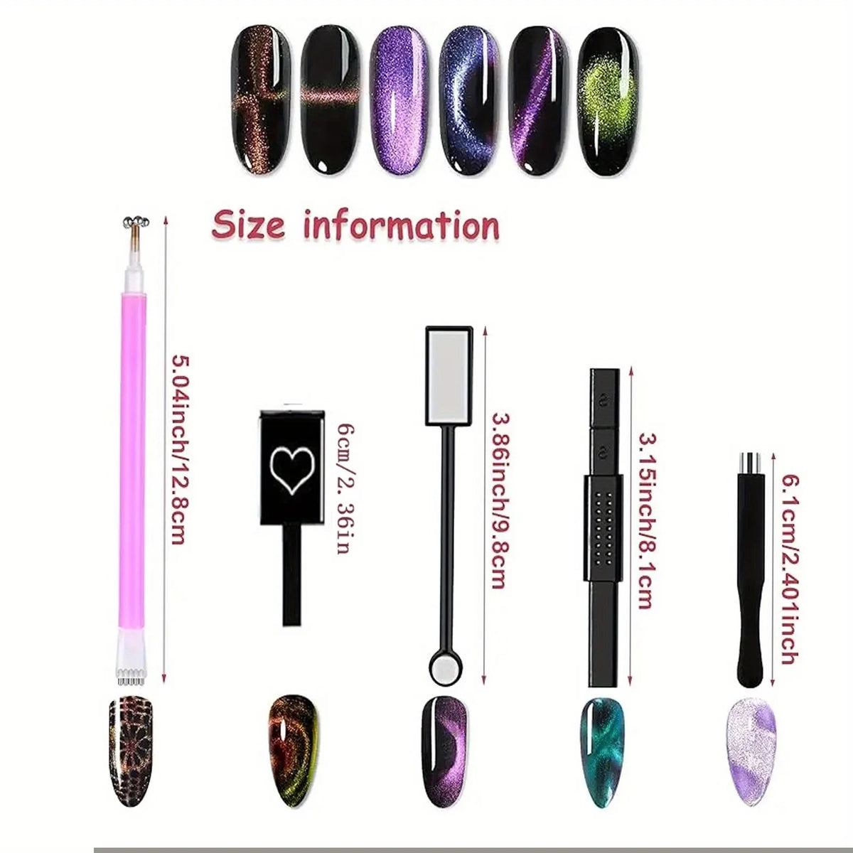 13-Pc Cat Eye Nail Art Magnet Set | Magnetic Gel Wands Nail Art Magnet Set QXL