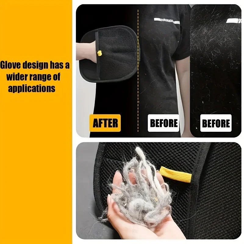Reusable Pet Hair Removal Glove | Double-Sided Fur & Lint Brush Pet Hair Remover Glove QXL