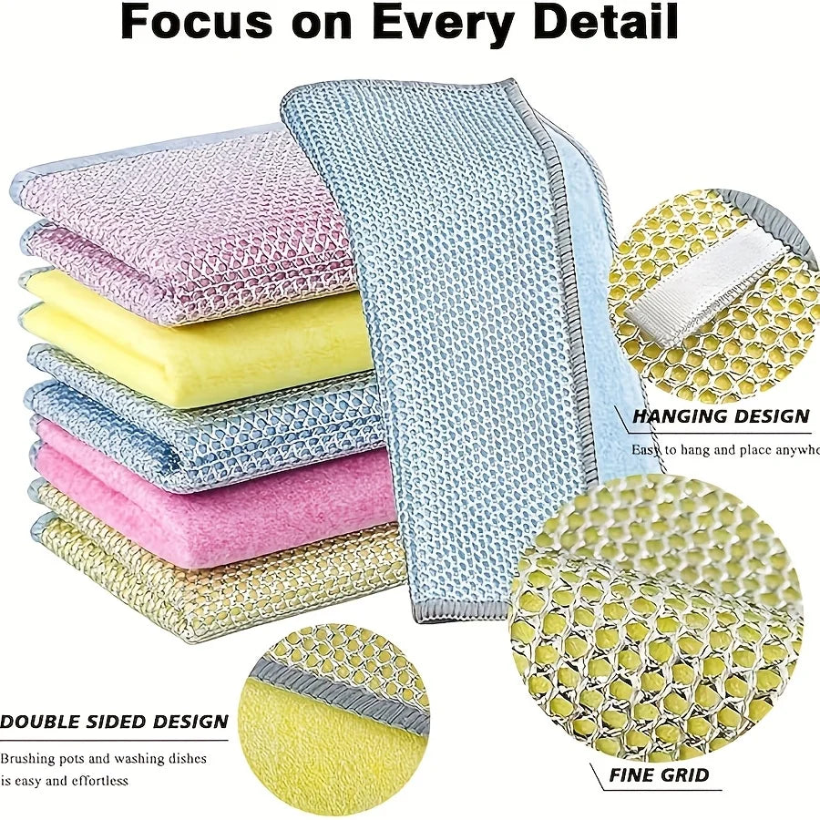 Double-Sided Coconut Shell Scrubbing Cloths | Non-Scratch 10-Pack Kitchen Scrubbing Cloth QXL