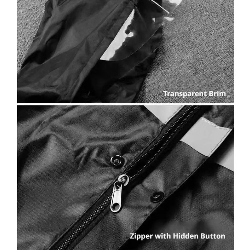 Long Waterproof Raincoat | Reflective Hooded Cycling Poncho Waterproof Raincoat QXL