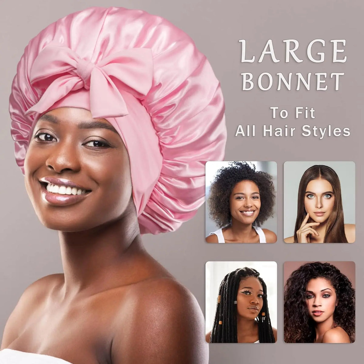 Women's Satin Sleep Bonnet | Wide Edge Two-Tail Hair Hat Satin Sleep Bonnet QXL