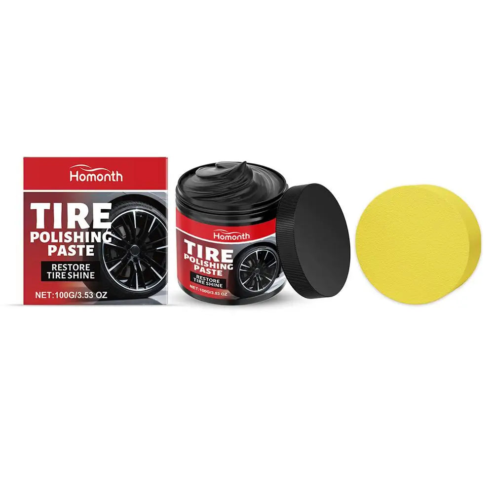 Tire Polishing Paste | Shine Coating Wax with Applicator Sponge Tire Shine Paste QXL