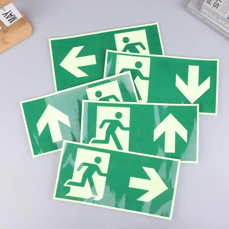 Photoluminescent Exit Sign Wall Decal | Glow-in-Dark Sticker Safety Wall Decal QXL