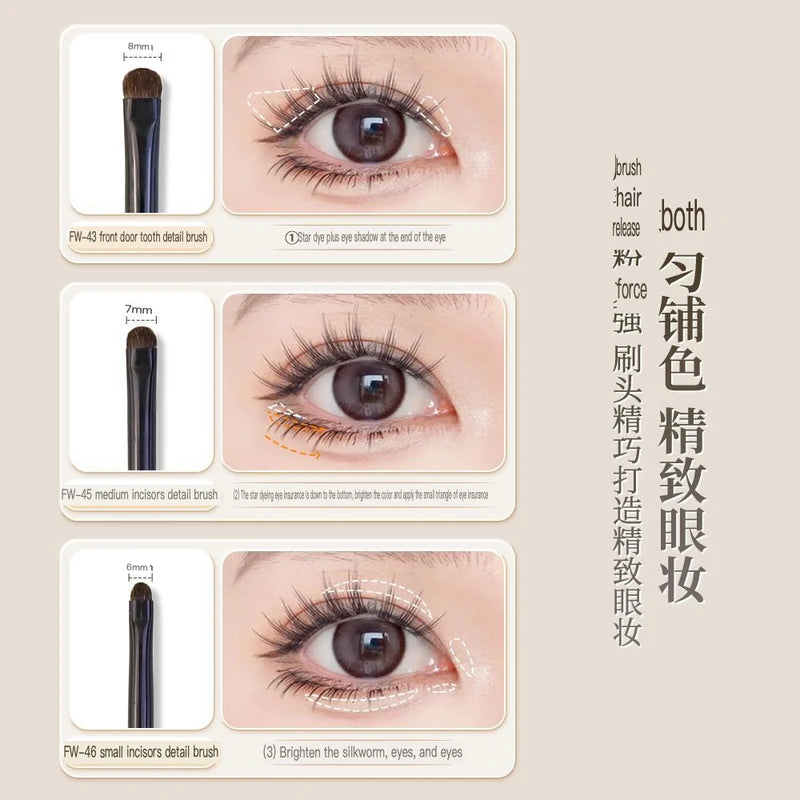 3-Pc Horsehair Eye Brush Set | Flat Detail Eyeliner Brushes Eye Makeup Brush Set QXL