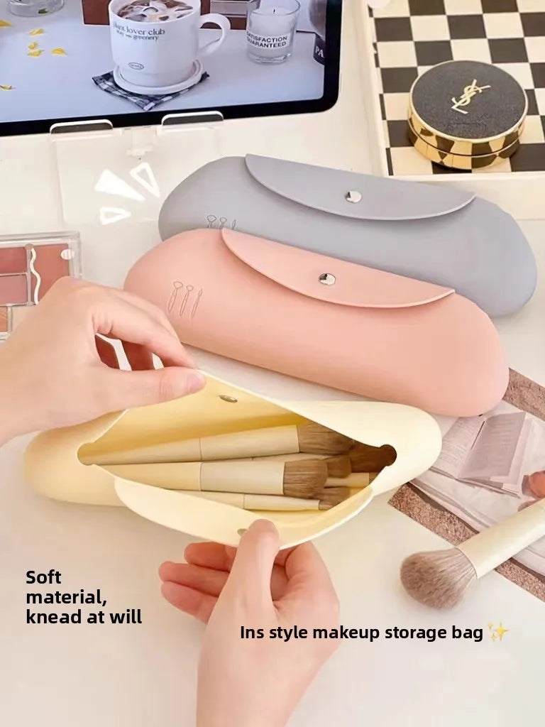 Silicone Travel Makeup Brush Holder | Waterproof Cosmetic Bag Makeup Brush Holder QXL