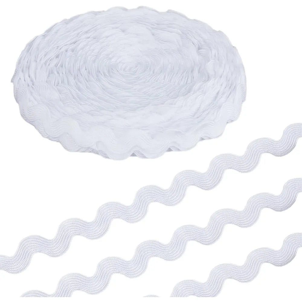 26 Yards White Wave Ric Rac Fringe Trim Ribbon | Sew-On Craft Trim Ribbon QXL
