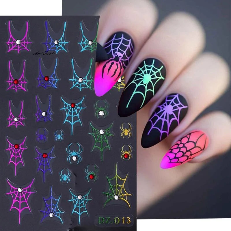Halloween Spider Nail Stickers | Spooky Slide Decals 1–4 Pack Nail Art Stickers QXL
