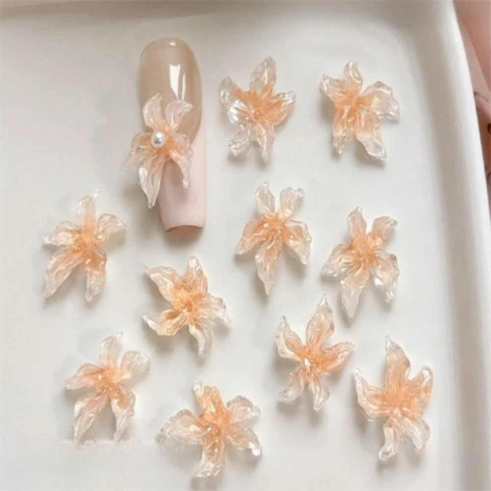 30-Pack 3D Lily Flower Nail Charms | Acrylic DIY Stickers Nail Art Charms QXL