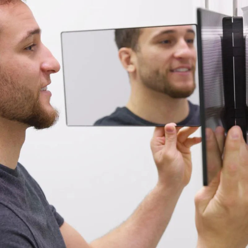 3-Way Trifold Makeup & Self-Haircut Mirror | HD Glass + Light Trifold Makeup Mirror QXL
