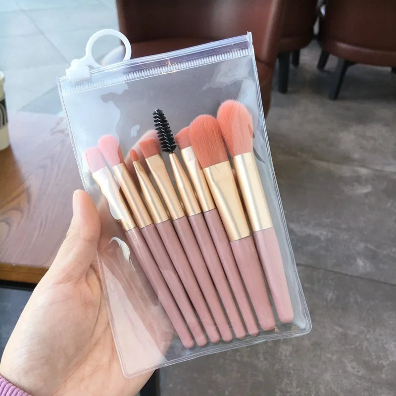 8-Piece Soft Makeup Brush Set | Face, Eyes & Blush Brushes Makeup Brush Set QXL Pink
