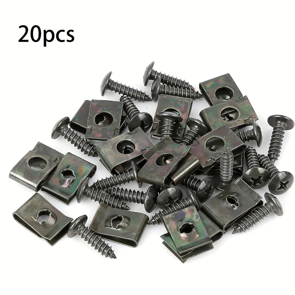 20-Pack Iron Car Fastener Clips | Fender, Bumper & Engine Auto Panel Clips QXL 20pcs