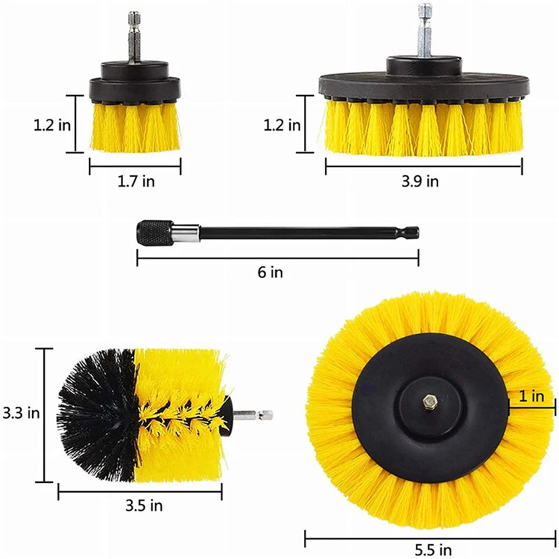 Drill Scrubber Brush Kit 3–5pc | Grout, Tub & Car Cleaning Drill Scrubber Brush Kit QXL