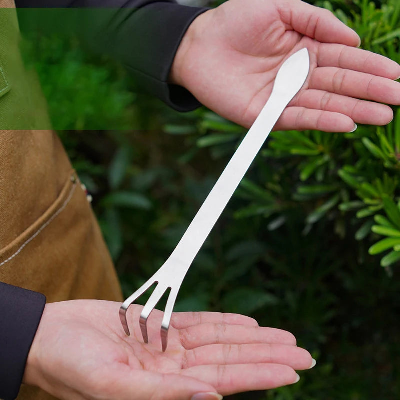 3-Prong Stainless Steel Bonsai Root Rake | Soil Loosening Tool Bonsai Garden Rake QXL