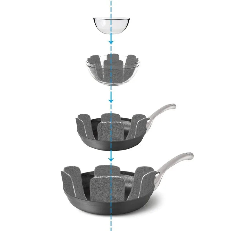 Set of 12 Pot & Pan Protectors | 3 Sizes S, M, L Cookware Protector Pads QXL