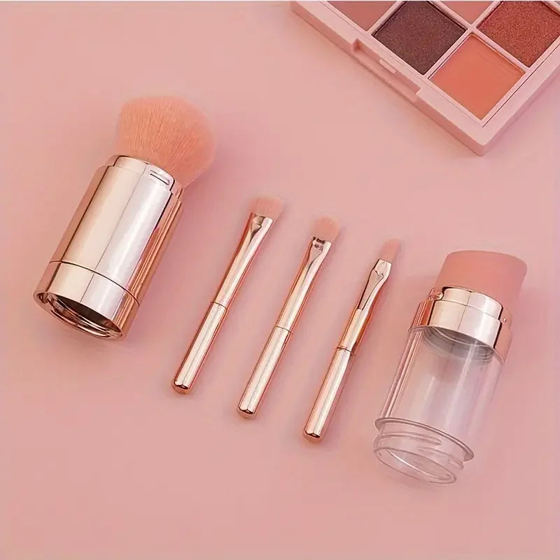 VERONNI 5-in-1 Retractable Portable Makeup Brush Set Retractable Makeup Brush QXL