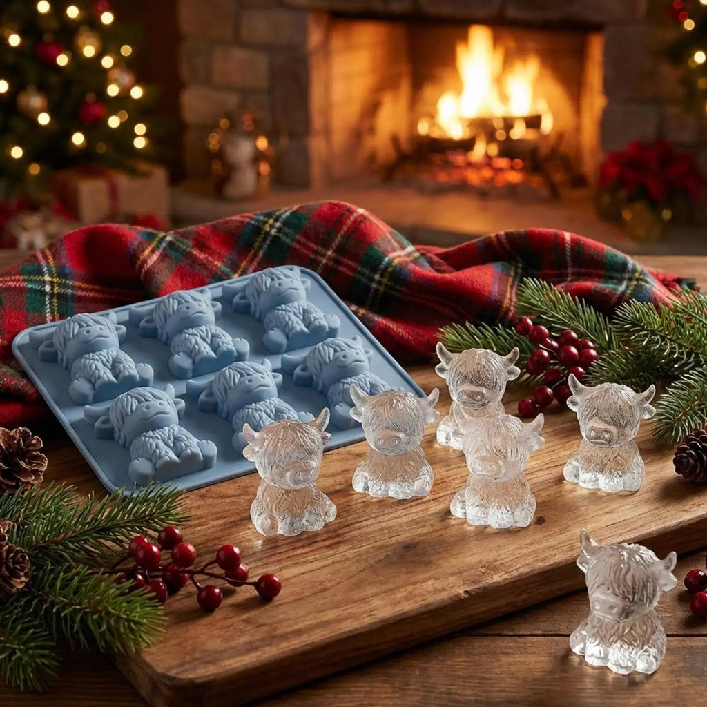 6-Cavity Cow Shaped Silicone Ice Mold for Cocktails & Whiskey Silicone Ice Mold QXL