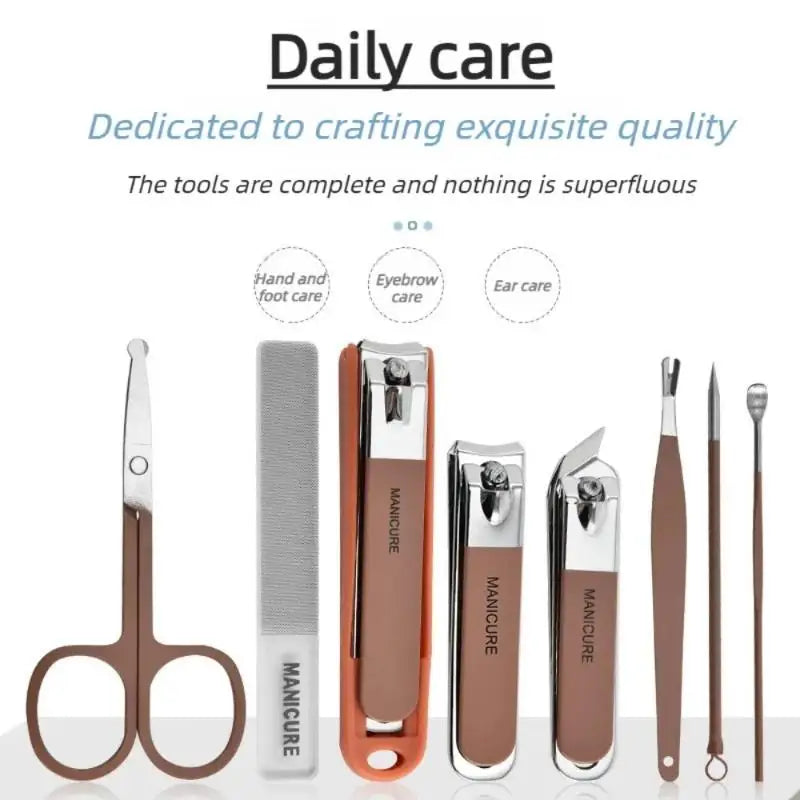 8-Piece Stainless Steel Manicure Set | Travel Nail Grooming Kit Manicure Nail Kit QXL