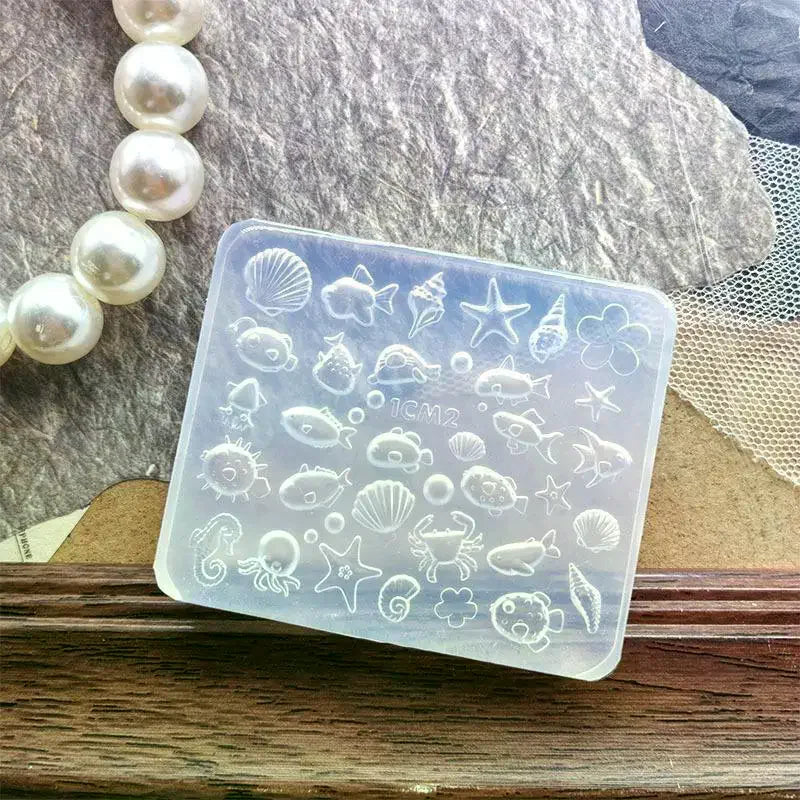 3D Ocean Silicone Nail Mold | Seashell Starfish Resin Stencil Silicone Nail Mold QXL