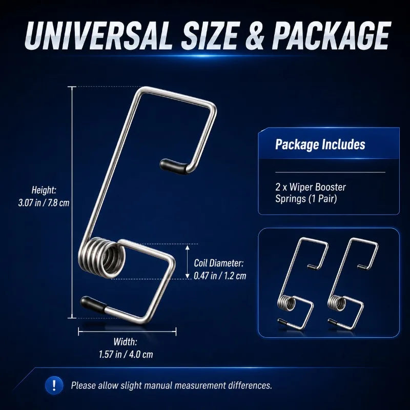 2-Pack Wiper Arm Booster Springs | Stainless Steel Clip-On Wiper Arm Booster QXL