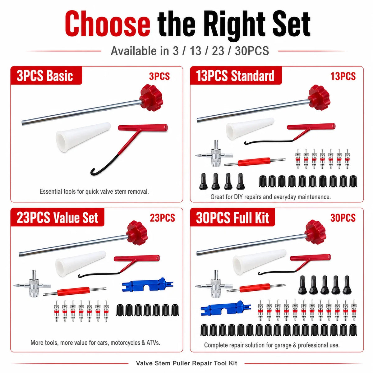 Tire Valve Stem Tool Kit | T-Handle Puller & Installer Set Tire Valve Tool Kit QXL