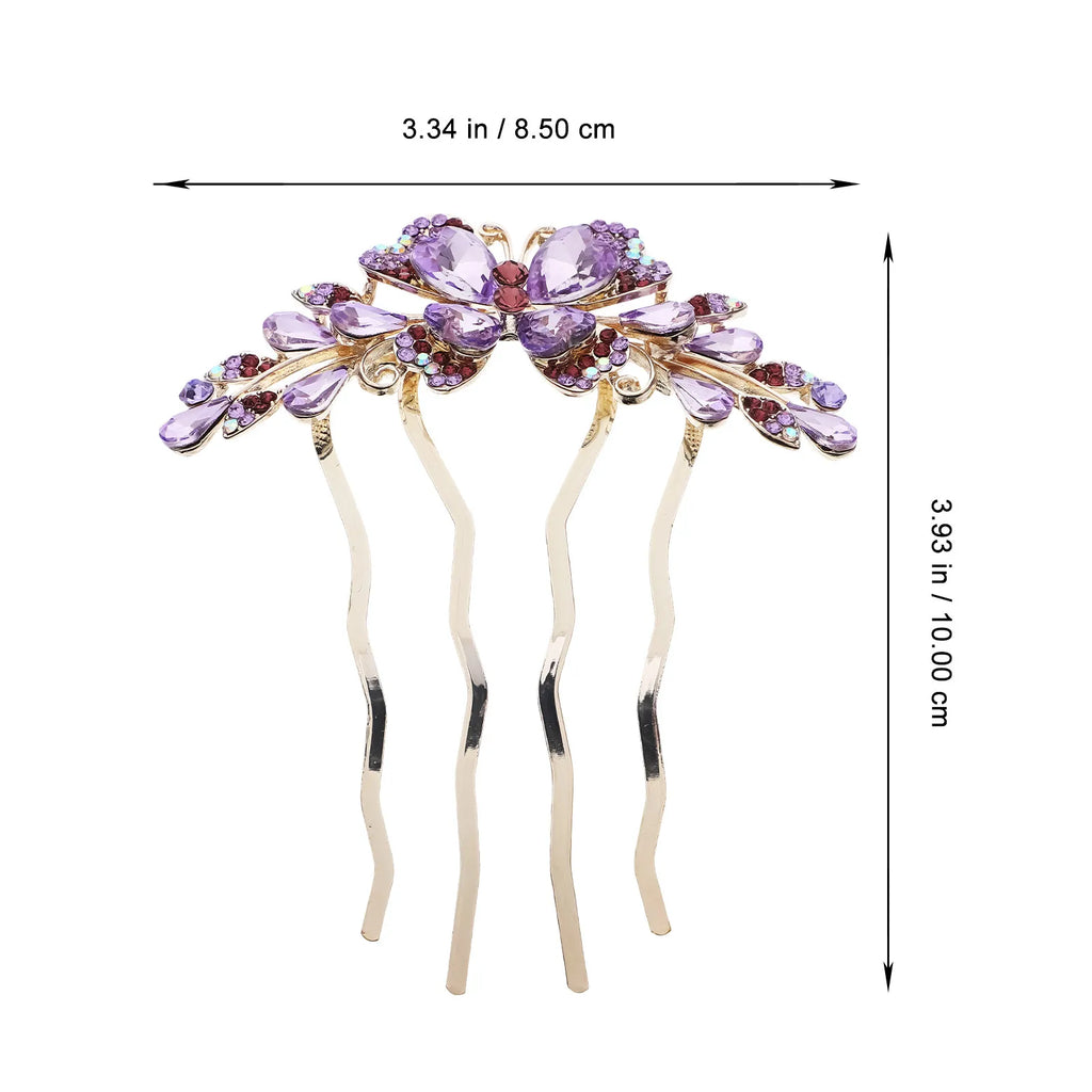 Rhinestone Bridal Hair Side Comb | 4-Prong Wedding Hairpiece Bridal Hair Comb QXL