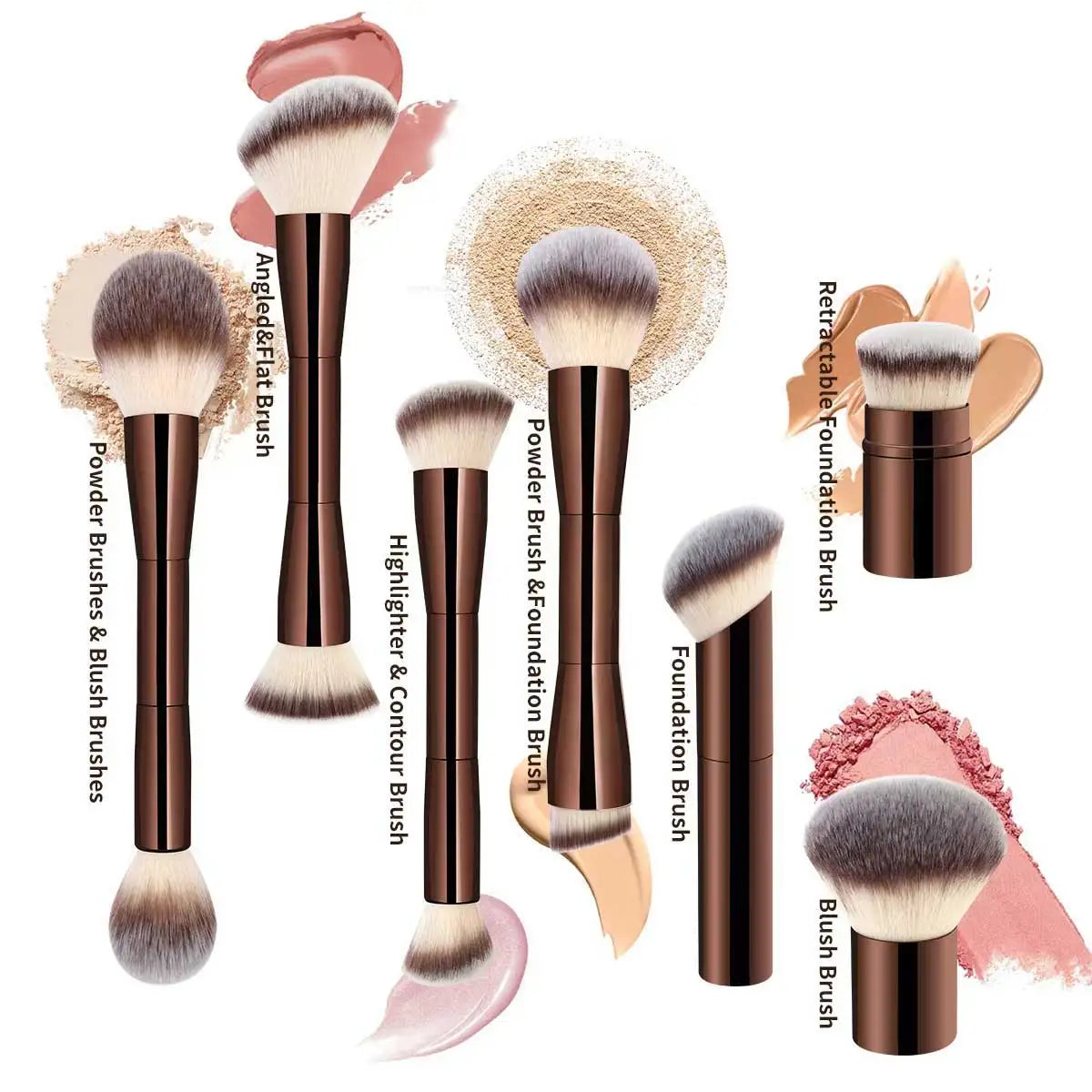 LUXEBLEND Double-Head Makeup Brush Set – Foundation & Blush Makeup Brush Set QXL