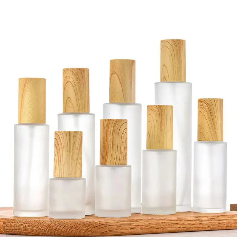Frosted Glass Spray Bottle Wooden Cap | Fine Mist Perfume Glass Spray Bottle QXL