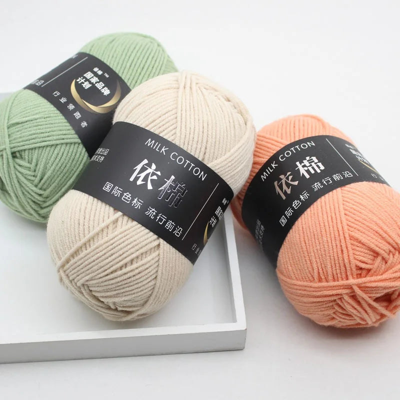 4-Strand Milk Cotton Worsted Yarn | Soft Eco-Friendly Knitting Knitting Crochet Yarn QXL