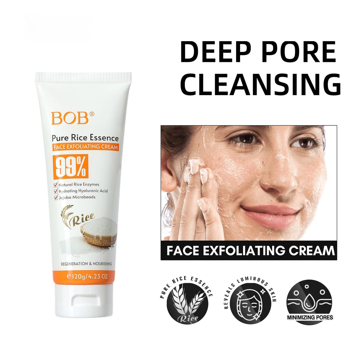 Rice Facial Scrub – Deep Pore Cleansing & Exfoliating Cream Face Exfoliating Scrub QXL