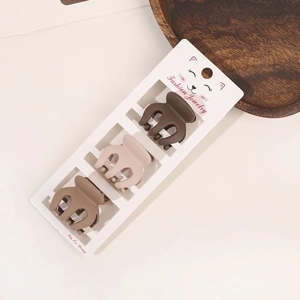 3-Pack Frosted Geometric Mini Hair Claw Clips – Coffee Hair Claw Clips QXL