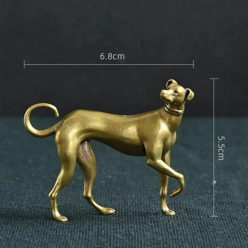 Solid Brass Dog Sculpture | Vintage Copper Miniature Figurine Decorative Figurine QXL