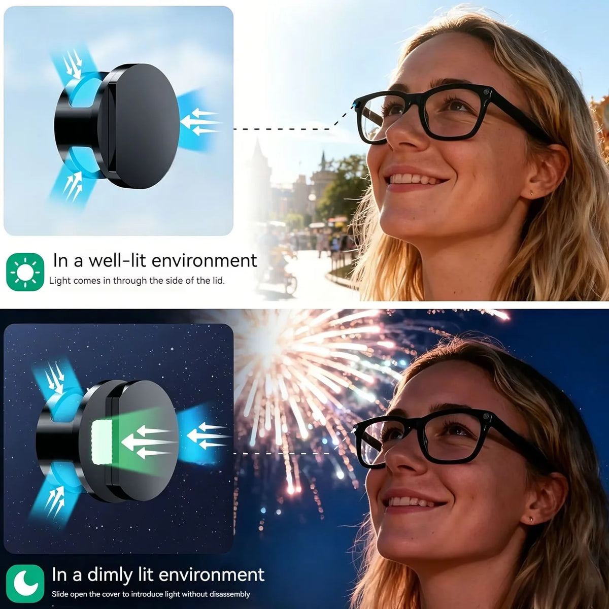 LED Privacy Blocker Cover for Meta Smart Glasses | Camera Shield Smart Glasses Accessory QXL