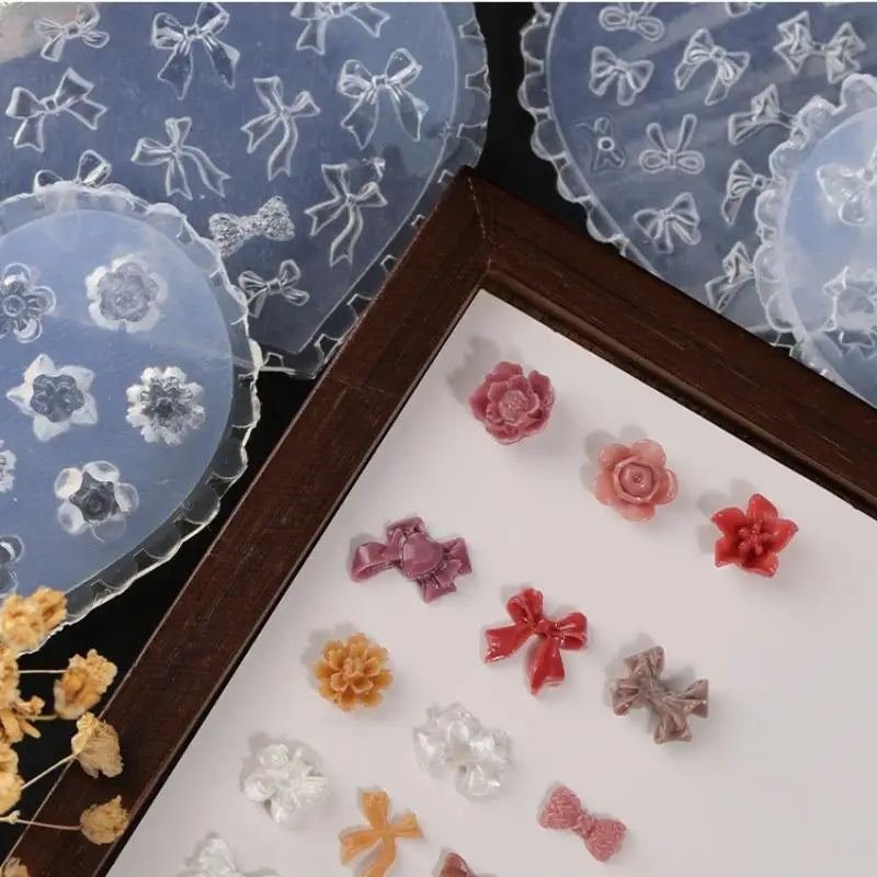 3D Petals Silicone Nail Mold | Heart & Bow Carving Stencil Silicone Nail Mold QXL