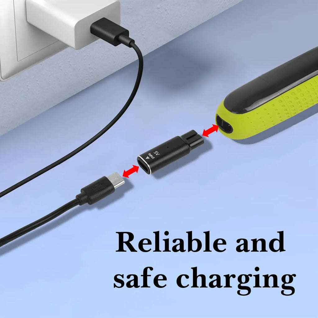 USB-C to 5V Shaver Adapter for Philips OneBlade | LED Light Shaver Charging Adapter QXL