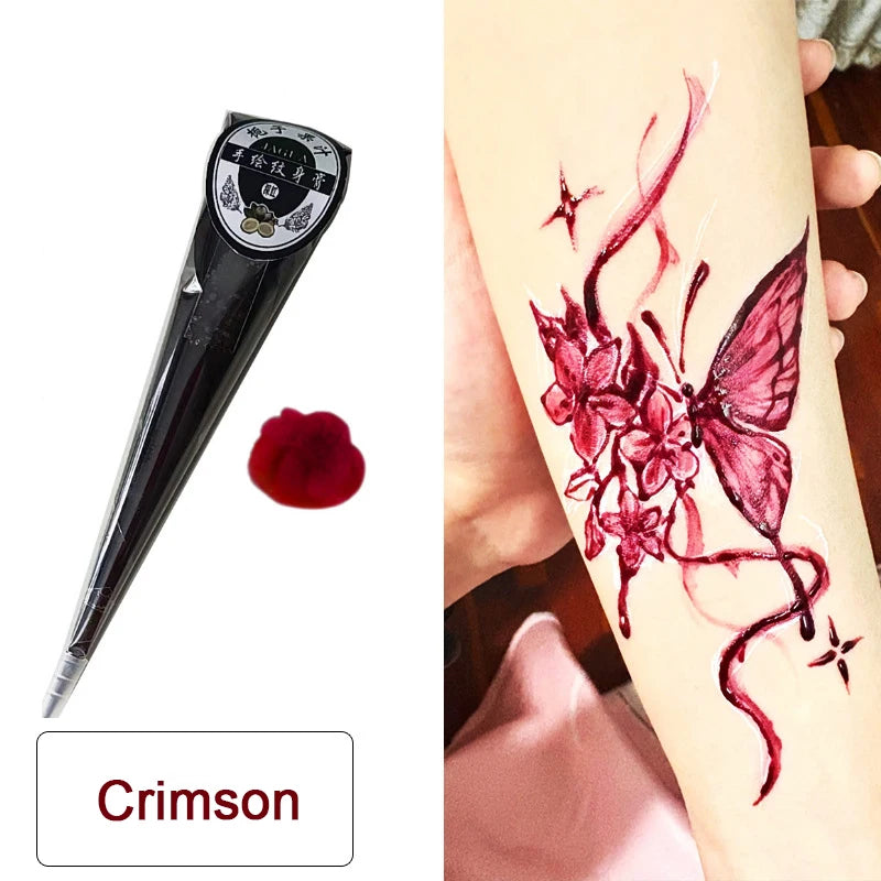 Henna Temporary Tattoo Cone | Brown Waterproof Body Art Henna Body Art Cone QXL Crimson