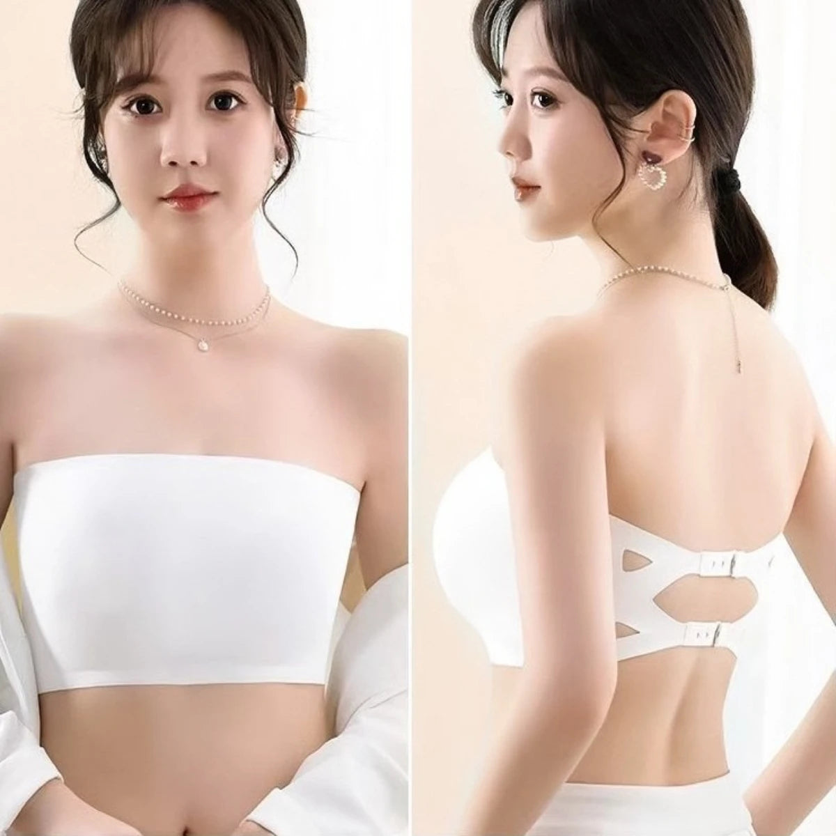 Seamless Strapless Bandeau Bra | Anti-Slip Push-Up Tube Top Bandeau Bra QXL
