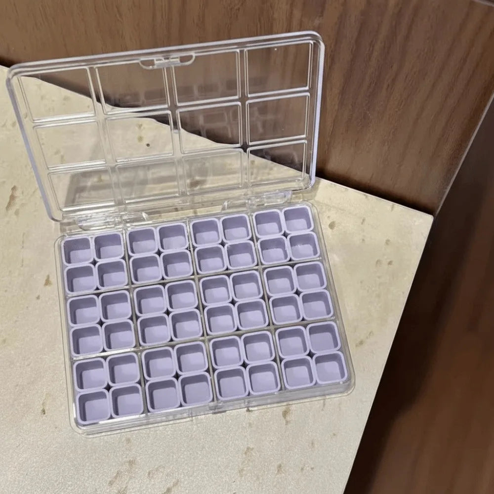 48-Grid Transparent Nail & Jewelry Storage Box Organizer Nail Storage Organizer QXL Purple