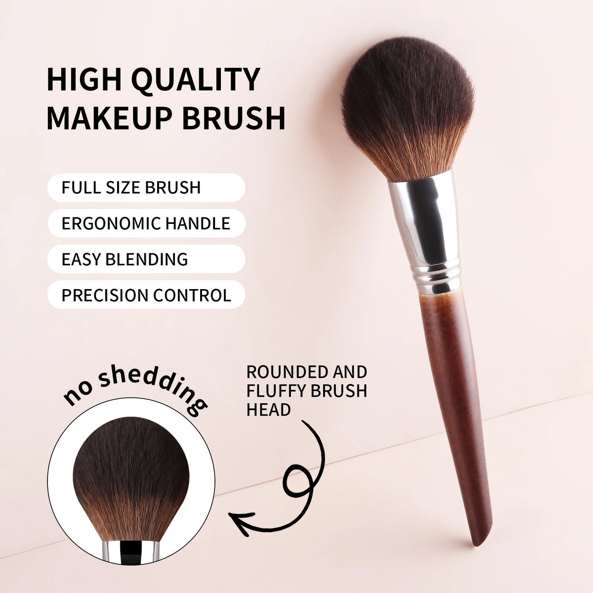 Ronshadow 8-Pc Makeup Brush Set | Wood Handle & Nylon Makeup Brush Set QXL